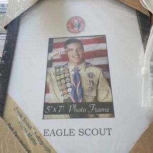 Eagle Scout 5x7 Photo Frame in White with Black Trim